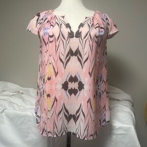 J. Crew Pink and Black Patterned Blouse